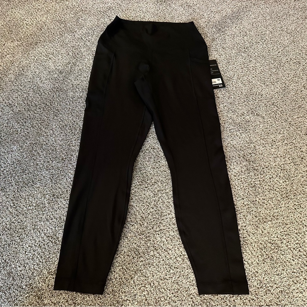 90 Degrees By Reflex M Black Banded Capri Slimming High Waist Leggings R $78 NWT - Picture 7 of 11